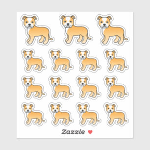 Sticker Chiens Staffordshire Bull Terrier Fauve et Blanc