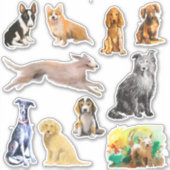 Sticker Chiens, whippet, chiot beagle, cocker spaniel (Devant)