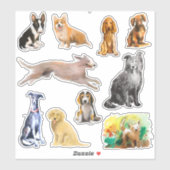 Sticker Chiens, whippet, chiot beagle, cocker spaniel (Feuille)