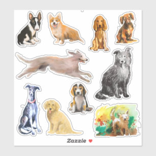 Sticker Chiens, whippet, chiot beagle, cocker spaniel