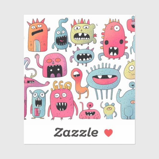 Sticker Chiffres de monstres agressés (Feuille)