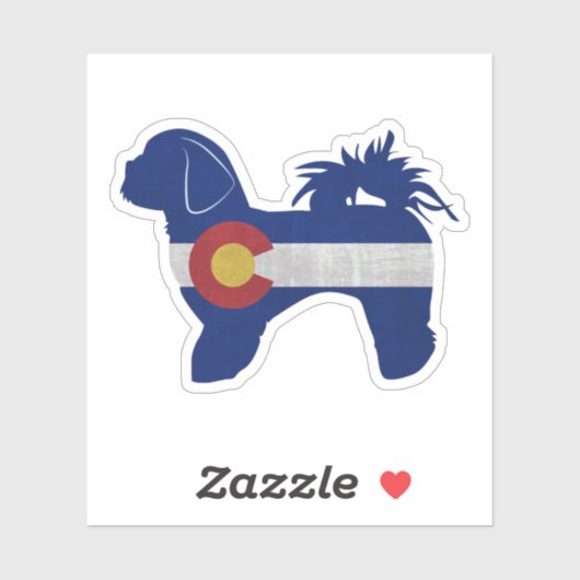 Sticker Chih Tzu race Chien Silhouette Colorado Drapeau (Feuille)