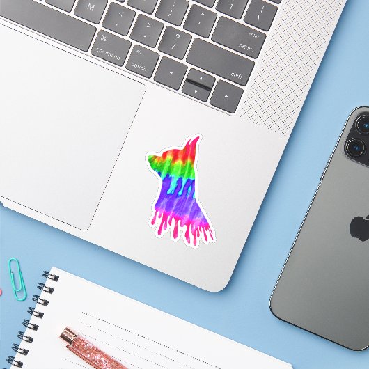 Sticker Chihuahua (Ordinateur portable avec iPhone)