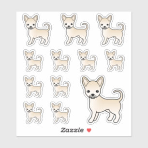 Sticker Chihuahua à poil lisse crème Chien de dessin animé