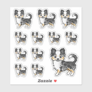 Sticker Chihuahua à poil long Blue Merle Chiens de dessin