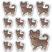 Sticker Chihuahua à robe longue au chocolat Chiens de dess (Devant)