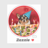 Sticker Chihuahua Anniversaire Pizza Pie (Feuille)