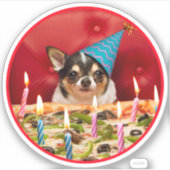 Sticker Chihuahua Anniversaire Pizza Pie (Devant)
