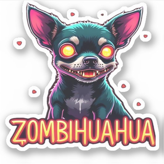 Sticker Chihuahua Chi Chichi Chiwawa Zombie Chien Hallowee (Devant)
