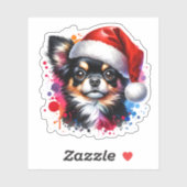 Sticker Chihuahua Chien à Santa Hat Noël (Feuille)