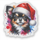 Sticker Chihuahua Chien à Santa Hat Noël (Devant)