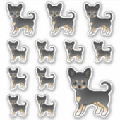 Sticker Chihuahua Chite Cute Dogs Noir Et Tan Doux (Devant)