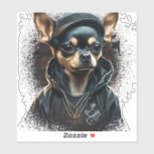 Sticker Chihuahua Cool Chien Rap Hip-Hop Gangster (Feuille)