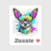 Sticker Chihuahua Cyberpunk style Art (Feuille)