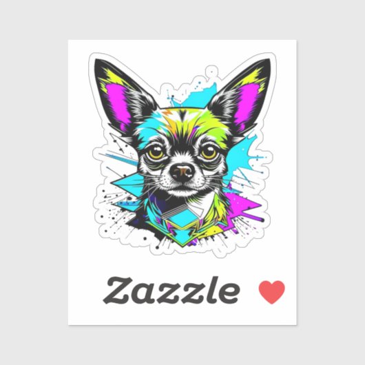 Sticker Chihuahua Cyberpunk style Art (Feuille)