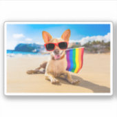 Sticker Chihuahua Dog à la plage (Devant)