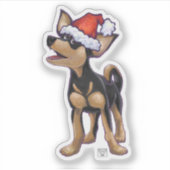 Sticker Chihuahua fête dans un chapeau de Santa (Devant)