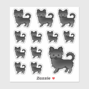 Sticker Chihuahua, manteau long noir, Chiens de caricature