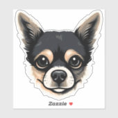 Sticker Chihuahua mignon Chien Visage Chiot Caricature Con (Feuille)