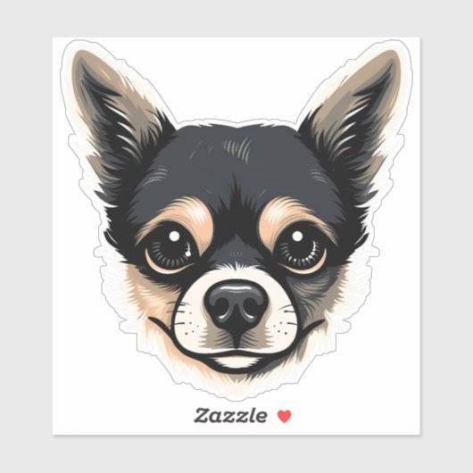 Sticker Chihuahua mignon Chien Visage Chiot Caricature Con (Feuille)