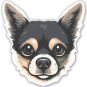 Sticker Chihuahua mignon Chien Visage Chiot Caricature Con (Devant)