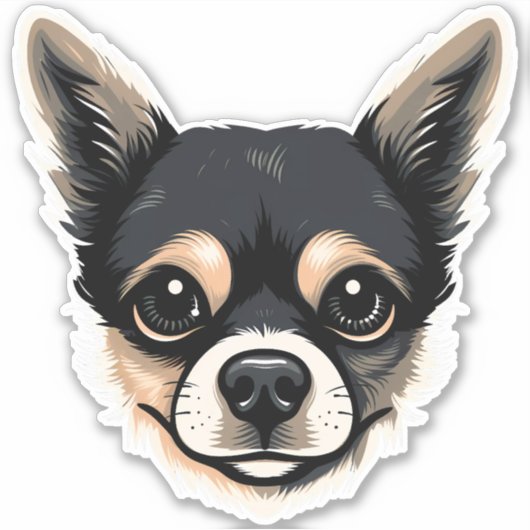 Sticker Chihuahua mignon Chien Visage Chiot Caricature Con (Devant)