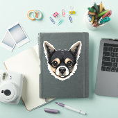 Sticker Chihuahua mignon Chien Visage Chiot Caricature Con (Couverture iPad)