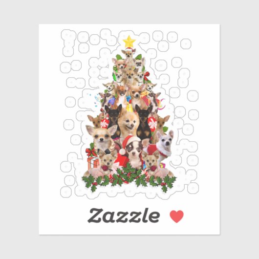 Sticker Chihuahua Noël Arbre Noël Noël Noël Noël Pour Chih (Feuille)