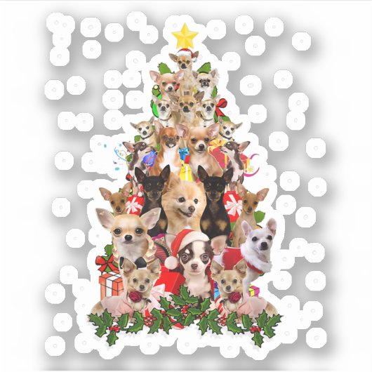 Sticker Chihuahua Noël Arbre Noël Noël Noël Noël Pour Chih (Devant)
