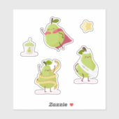 Sticker Children's group of special and fun pears (Feuille)
