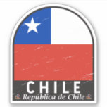 Sticker Chili - Emblème Distorsion Vintage<br><div class="desc">emblème en détresse du Chili arborant le drapeau et les armoiries.</div>