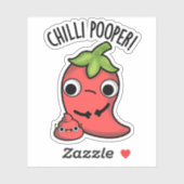 Sticker Chili Poooper Funny Pepper Pun (Feuille)