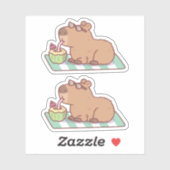 Sticker Chill Capybara Boire Jus De Coco (Feuille)