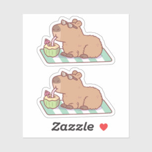 Sticker Chill Capybara Boire Jus De Coco