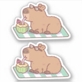 Sticker Chill Capybara Boire Jus De Coco (Devant)