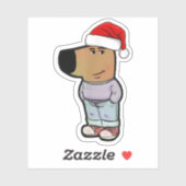 Sticker Chill Guy Chien Noël Casquette Funny Chill Guy Mèm (Feuille)