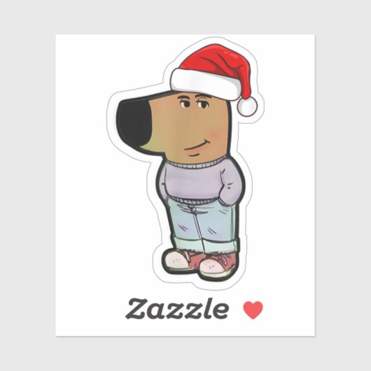 Sticker Chill Guy Chien Noël Casquette Funny Chill Guy Mèm (Feuille)