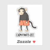 Sticker Chim-Pants-Zee Funny Chimpanzé Singe Pun (Feuille)