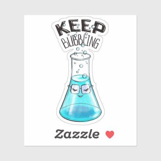 Sticker Chimie mignonne Drôle Nerdy Lab Caractère (Feuille)