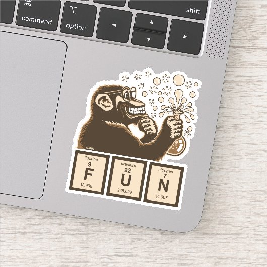 Sticker Chimie singe découvert amusant (Détail)