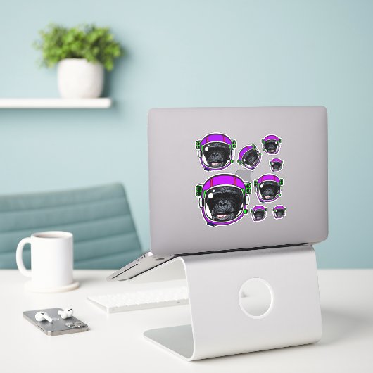 Sticker Chimp. spatial (Ordinateur portable sur le bureau)