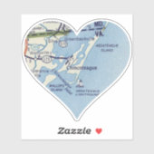 Sticker Chincoteague VA Classic Map (Feuille)