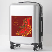 Sticker Chine Dragon rouge et or design (Sur valise)