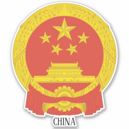 Sticker Chine Nationale Emblème Patriotique (Devant)