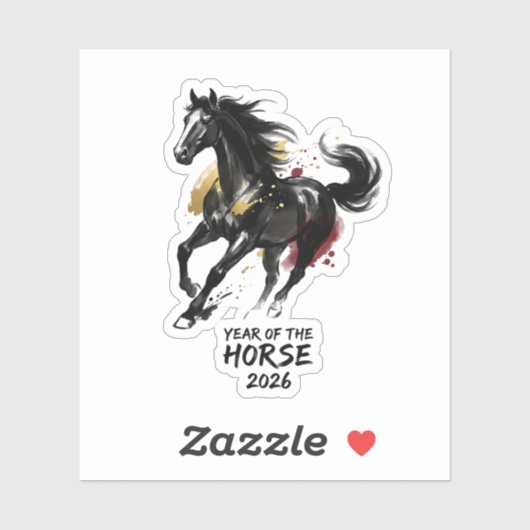 Sticker Chinese New Year 2026 Horse Art (Feuille)