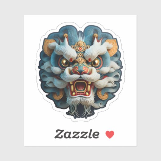 Sticker chinois à tête de lion (Feuille)