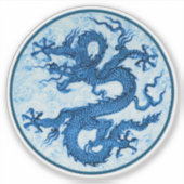 Sticker chinois Dragon, Indigo Blue et White (Devant)
