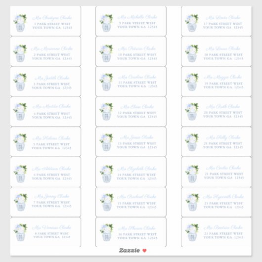 Sticker Chinoiserie Chic Wedding shower Adresse d'hôte (Feuille)