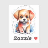 Sticker Chiot à l'aquarelle nostalgique (Feuille)