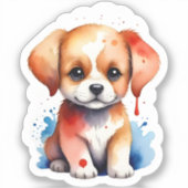 Sticker Chiot Aquarelle (Recto)